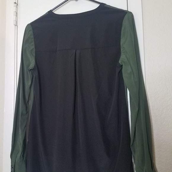 Tory Burch Silk Blouse Green & Black Size 0 - Picture 3 of 8